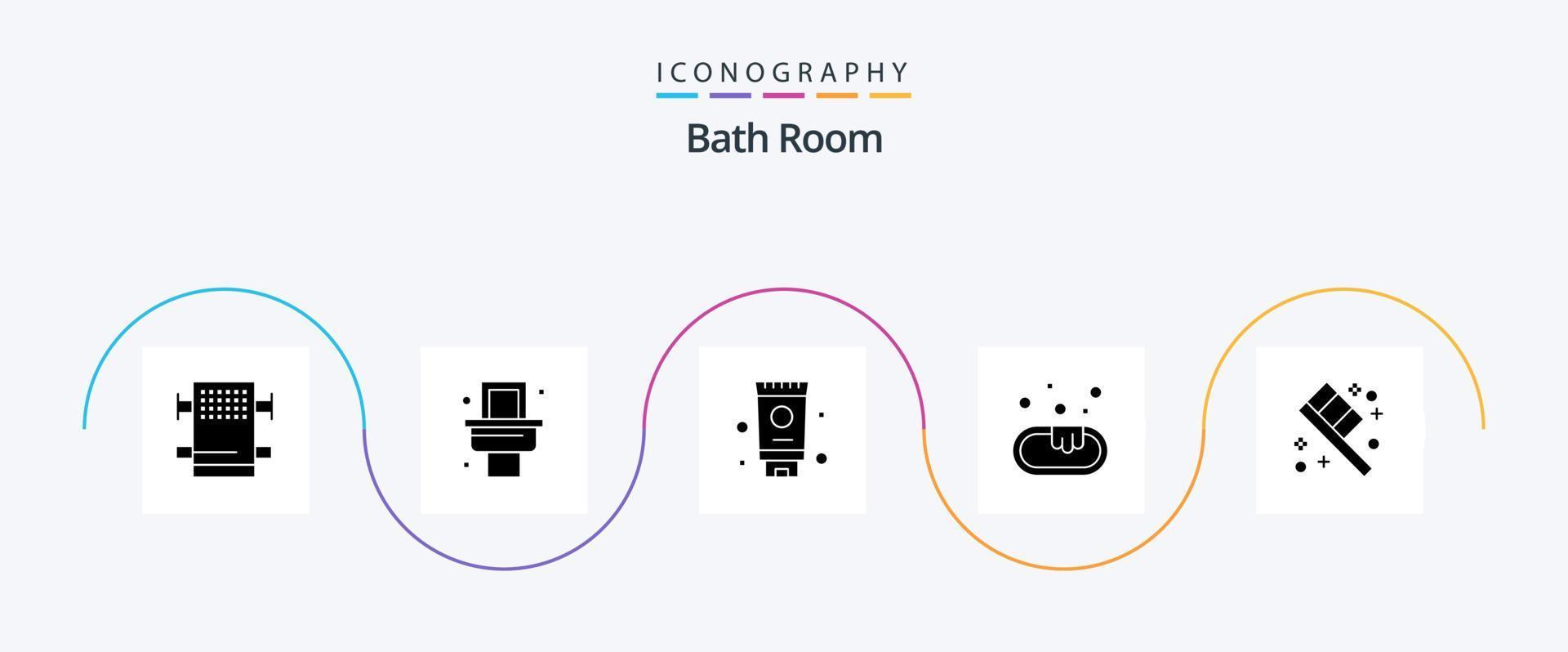 bad kamer glyph 5 icoon pak inclusief . bad. kamer. tandenborstel vector