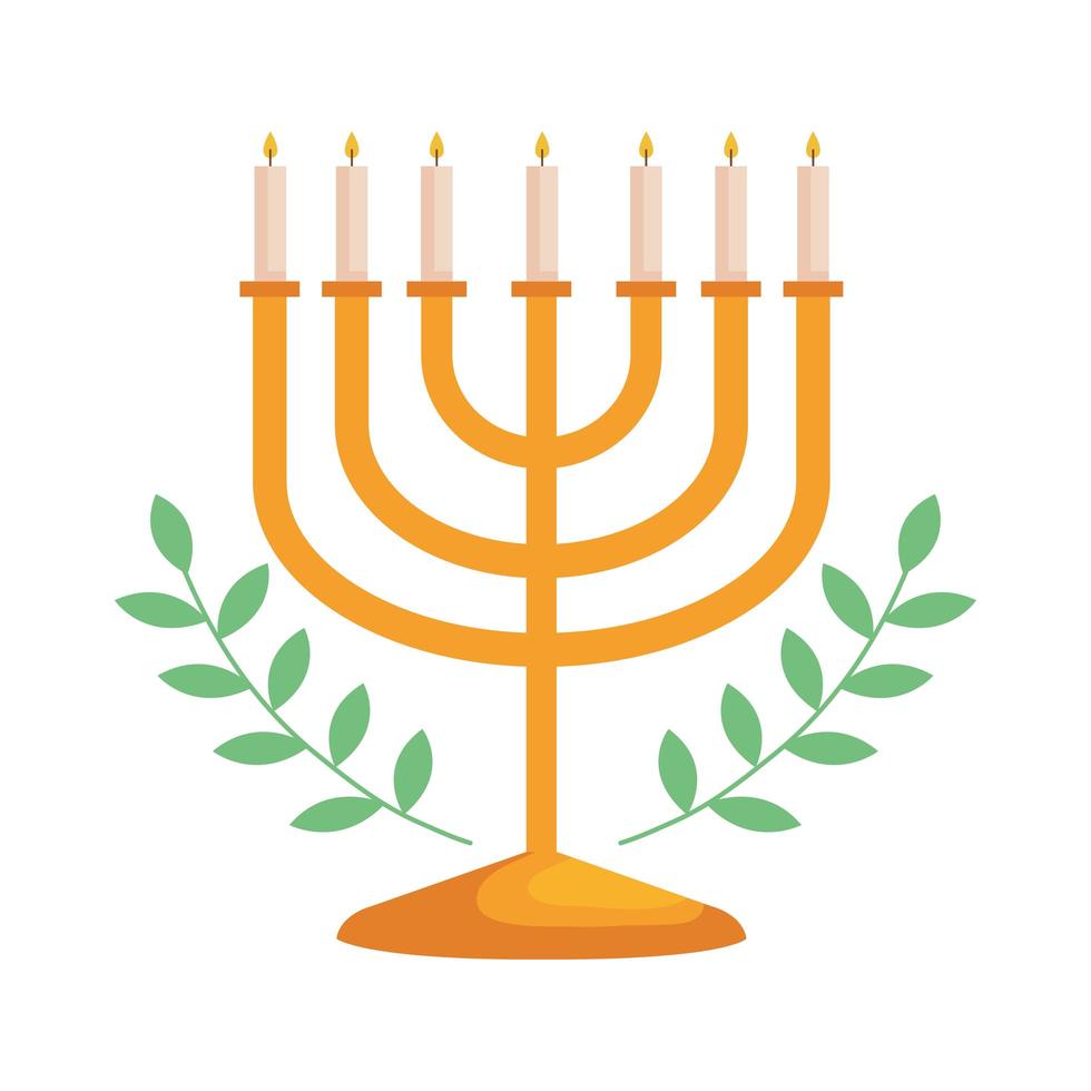 hanukkah kroonluchter gouden en bladeren vector