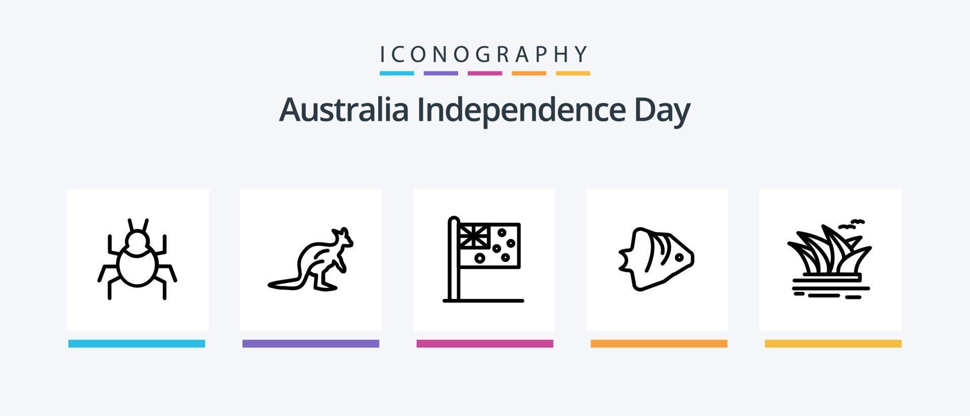 Australië onafhankelijkheid dag lijn 5 icoon pak inclusief land. sydney. plaats. haven. brug. creatief pictogrammen ontwerp vector