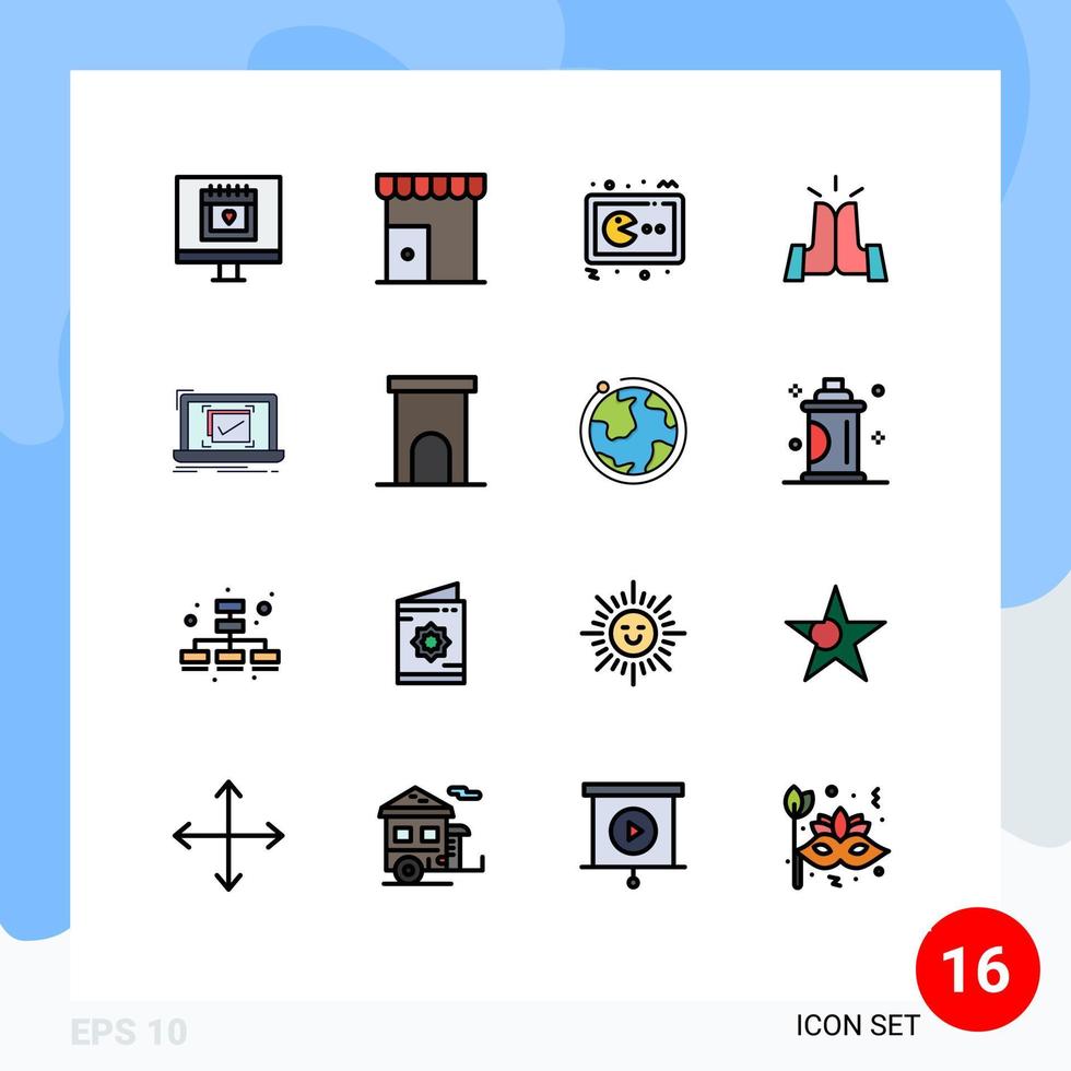 reeks van 16 modern ui pictogrammen symbolen tekens voor hoog vijf op te slaan het beste gamepad bewerkbare creatief vector ontwerp elementen