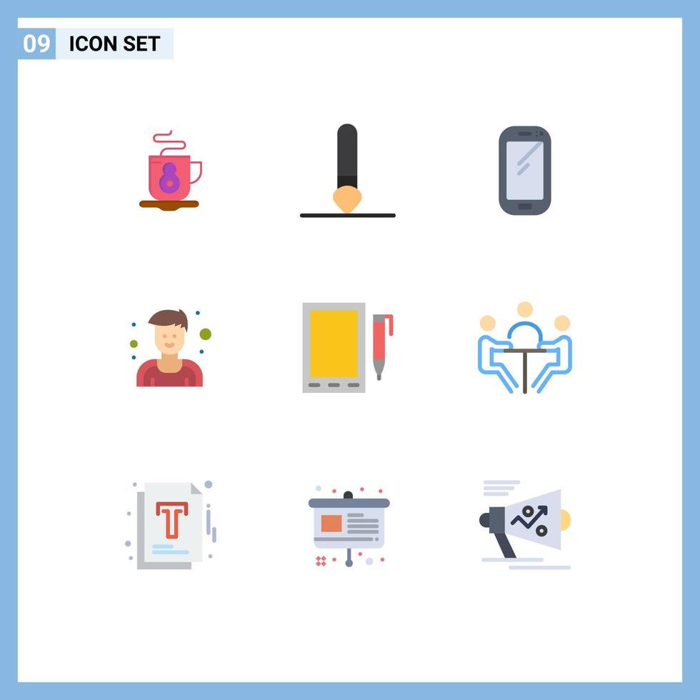 pictogram reeks van 9 gemakkelijk vlak kleuren van ontwerp cel mobiel mobiel Mens bewerkbare vector ontwerp elementen