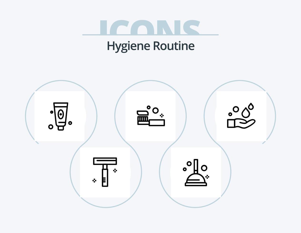 hygiëne routine- lijn icoon pak 5 icoon ontwerp. schoonmaak. badkamer. schoonmaak. salon. kunstmatig vector
