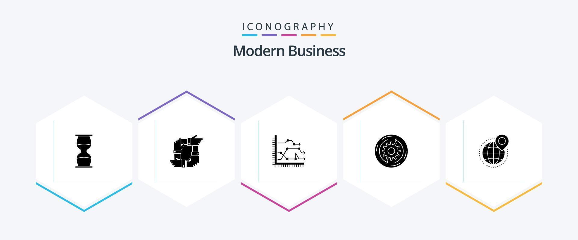 modern bedrijf 25 glyph icoon pak inclusief trends. diagram. samenwerking. grafiek. analytics vector