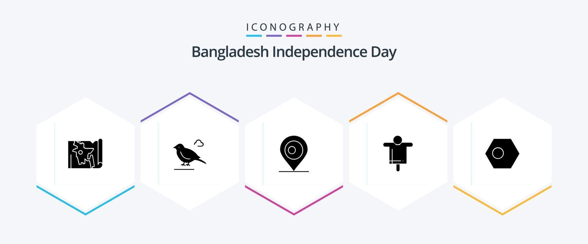 Bangladesh onafhankelijkheid dag 25 glyph icoon pak inclusief bangladesh. aziatisch. plaats. vogelverschrikker. boerderij vector