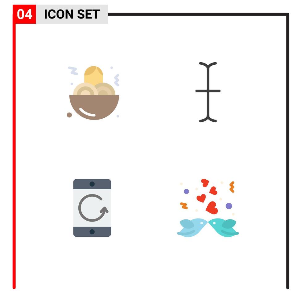 reeks van 4 modern ui pictogrammen symbolen tekens voor spaghetti mobiel cursor mobiele telefoon paar bewerkbare vector ontwerp elementen