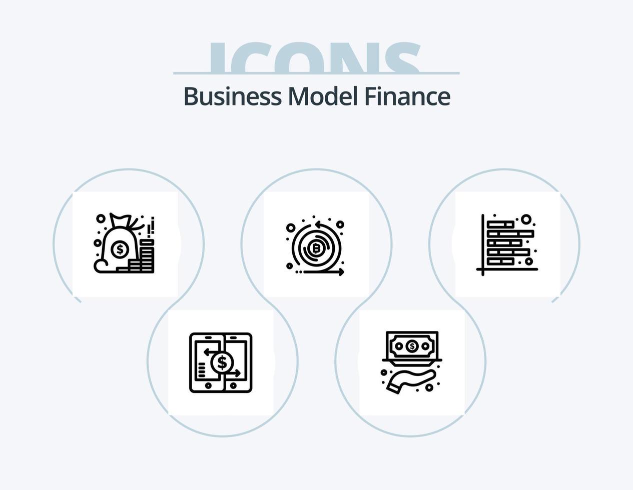 financiën lijn icoon pak 5 icoon ontwerp. fondsen. liefdadigheid. cryptovaluta. snel. lening vector