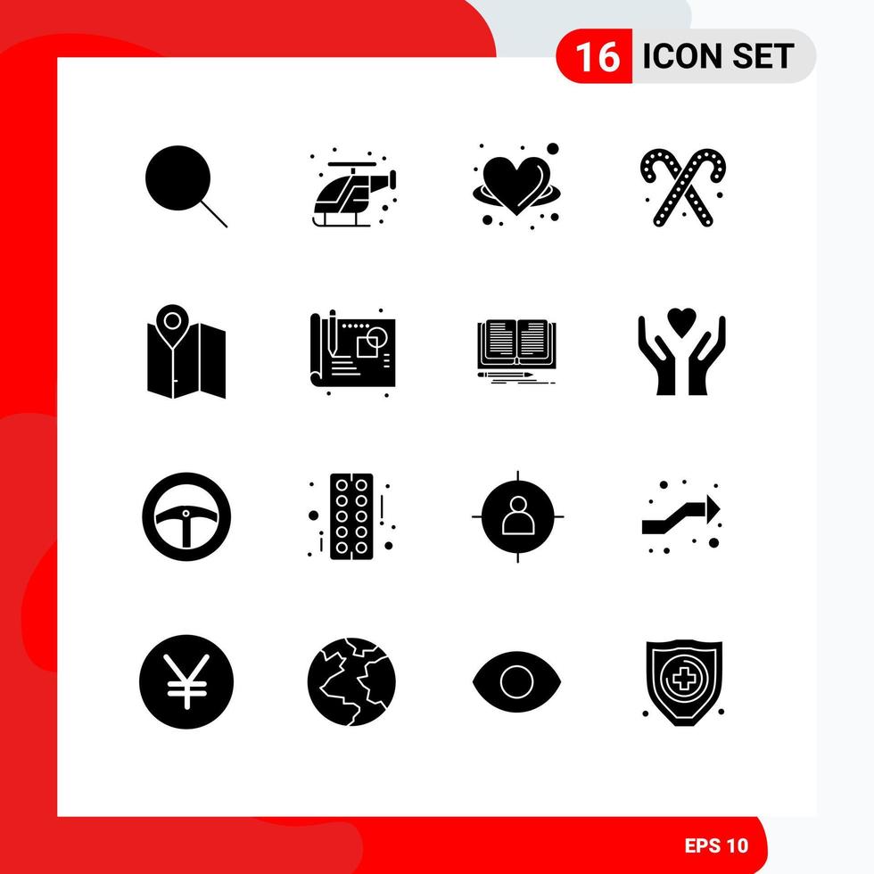 voorraad vector icoon pak van 16 lijn tekens en symbolen voor kaart voedsel engel toetje vleugel bewerkbare vector ontwerp elementen