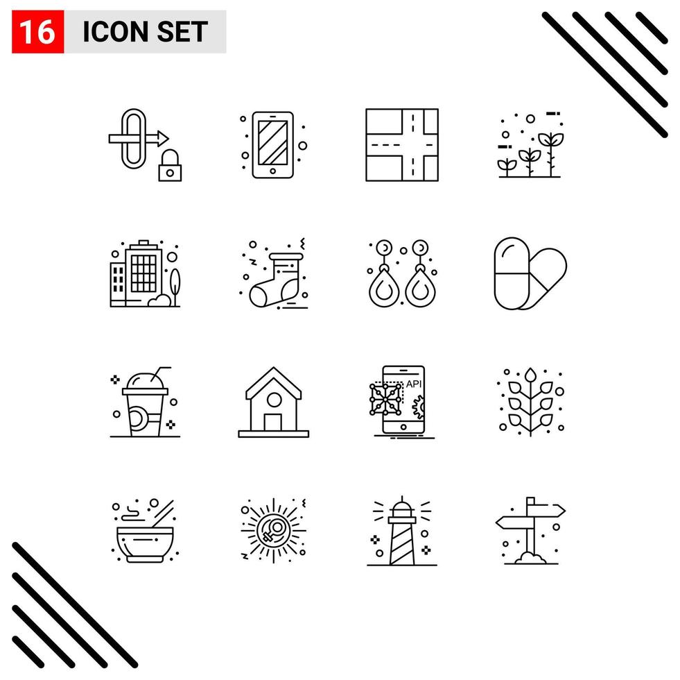 voorraad vector icoon pak van 16 lijn tekens en symbolen voor oorbel sok vriendelijk Kerstmis onderneming bewerkbare vector ontwerp elementen