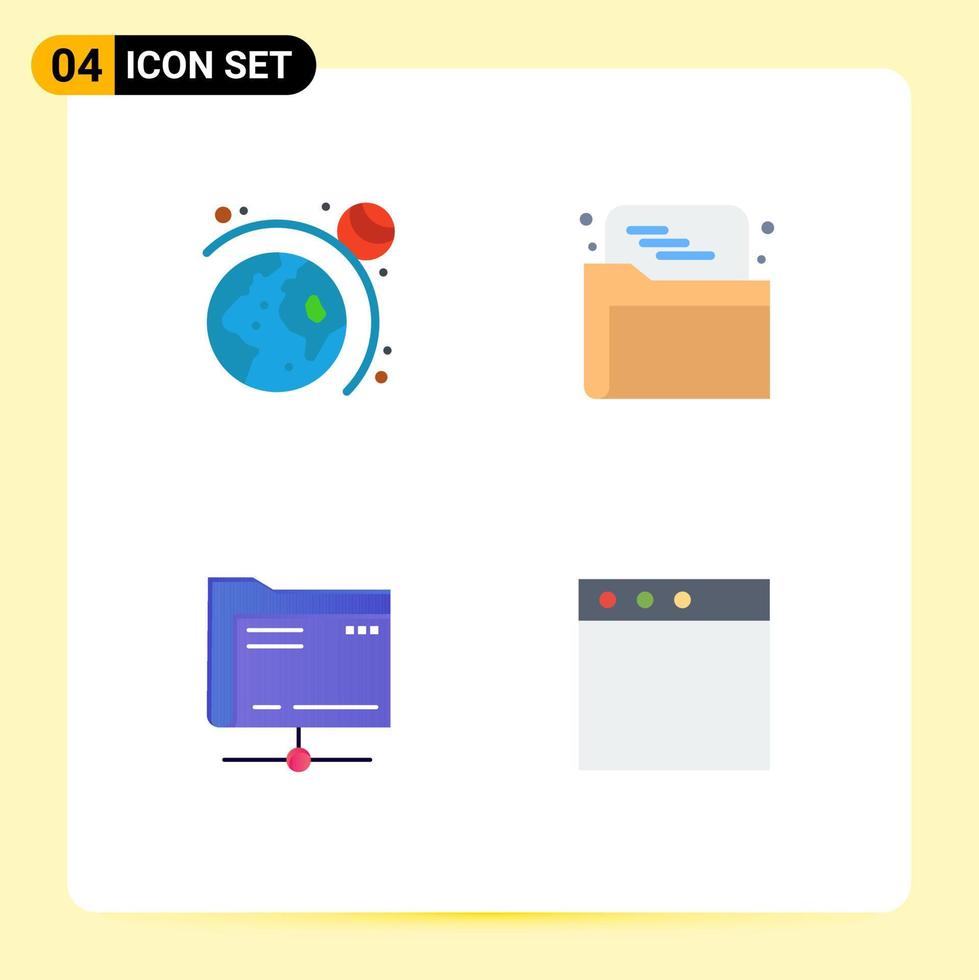 groep van 4 vlak pictogrammen tekens en symbolen voor astronomie server seo gegevens app bewerkbare vector ontwerp elementen