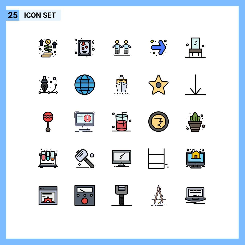 reeks van 25 modern ui pictogrammen symbolen tekens voor interieur stoel het beste Rechtsaf pijl bewerkbare vector ontwerp elementen