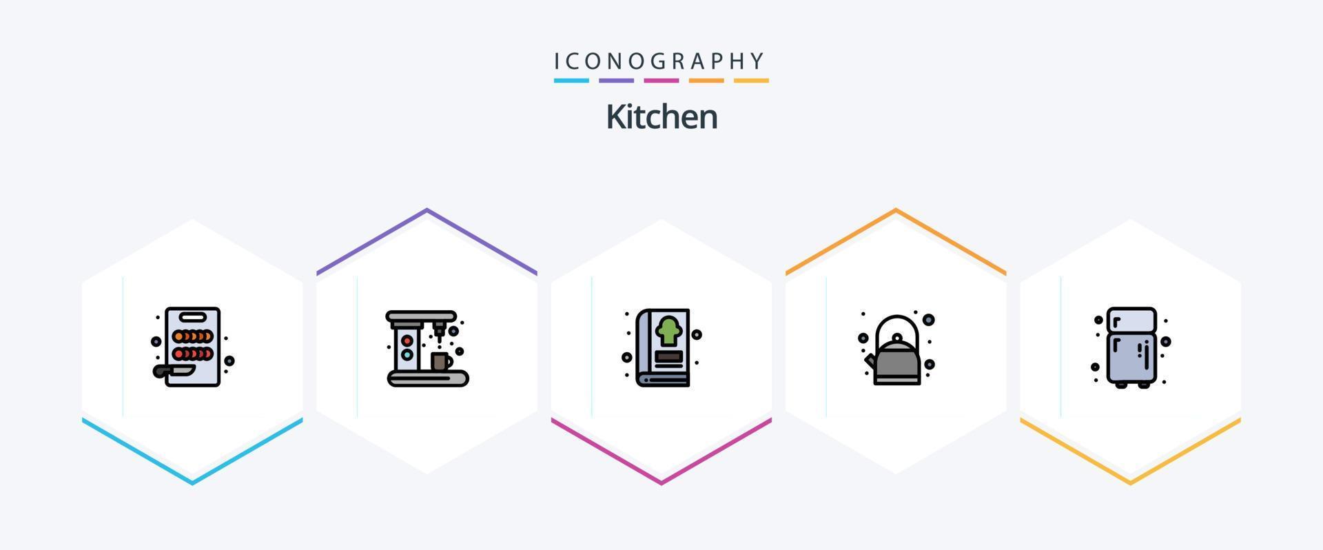 keuken 25 gevulde lijn icoon pak inclusief . keuken. Koken. elektronisch. pot vector