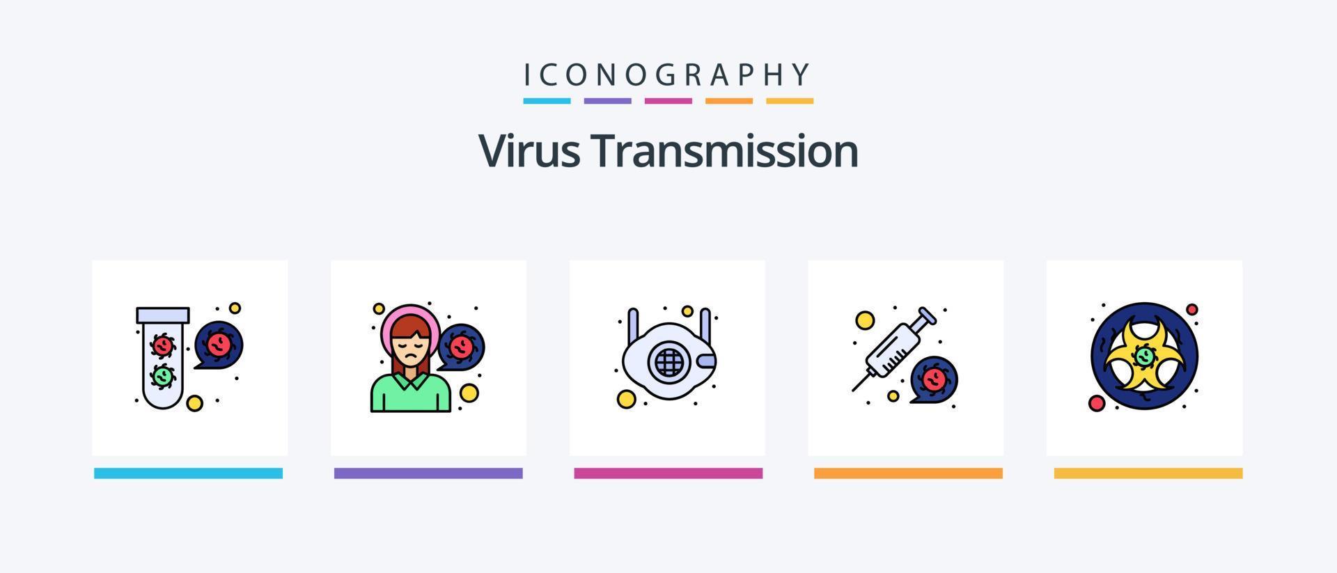 virus transmissie lijn gevulde 5 icoon pak inclusief adem. virus. virus. bescherming. ziekte. creatief pictogrammen ontwerp vector