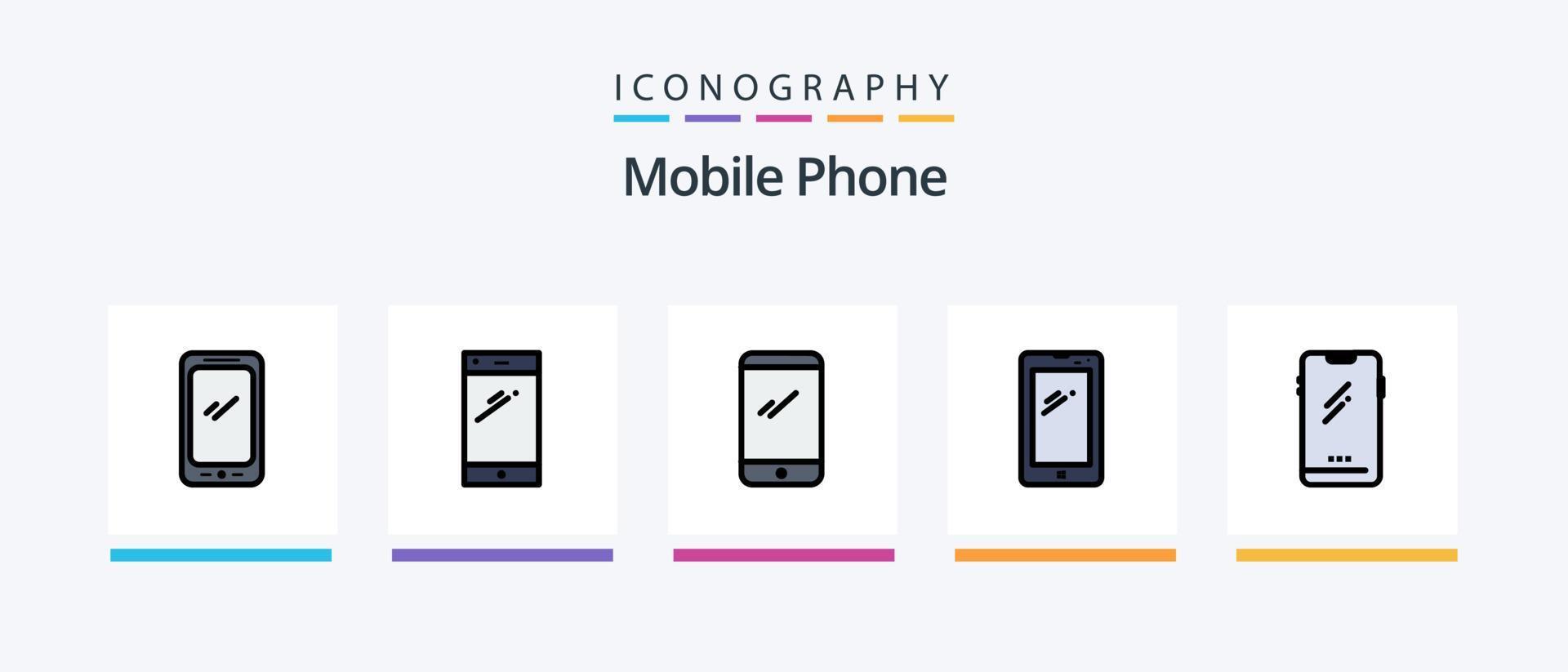 mobiel telefoon lijn gevulde 5 icoon pak inclusief .. creatief pictogrammen ontwerp vector