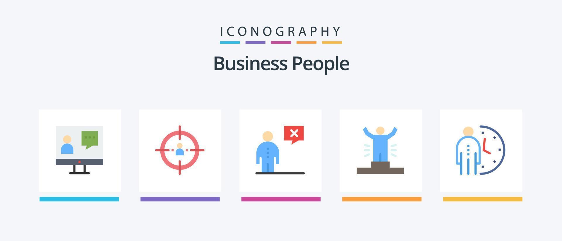bedrijf mensen vlak 5 icoon pak inclusief menselijk. prestatie. planning. beheer. zakelijk. creatief pictogrammen ontwerp vector