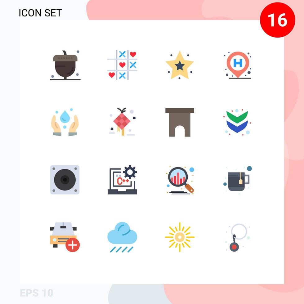 reeks van 16 modern ui pictogrammen symbolen tekens voor milieu teken Valentijn pin ziekenhuis bewerkbare pak van creatief vector ontwerp elementen