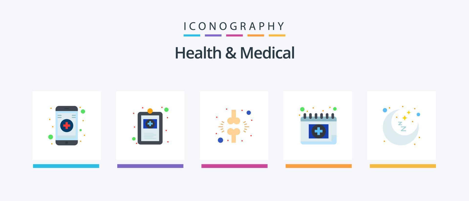 Gezondheid en medisch vlak 5 icoon pak inclusief nacht. schema. rem. medisch. afspraak. creatief pictogrammen ontwerp vector