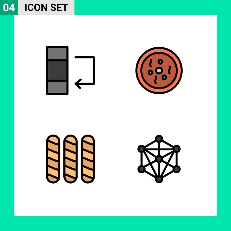 reeks van 4 modern ui pictogrammen symbolen tekens voor kolom brood chemie wetenschap taal bewerkbare vector ontwerp elementen