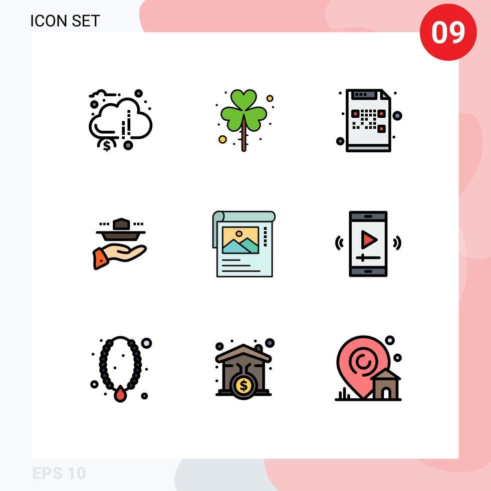 mobiel koppel gevulde lijn vlak kleur reeks van 9 pictogrammen van lunch restaurant heilige ober het dossier bewerkbare vector ontwerp elementen