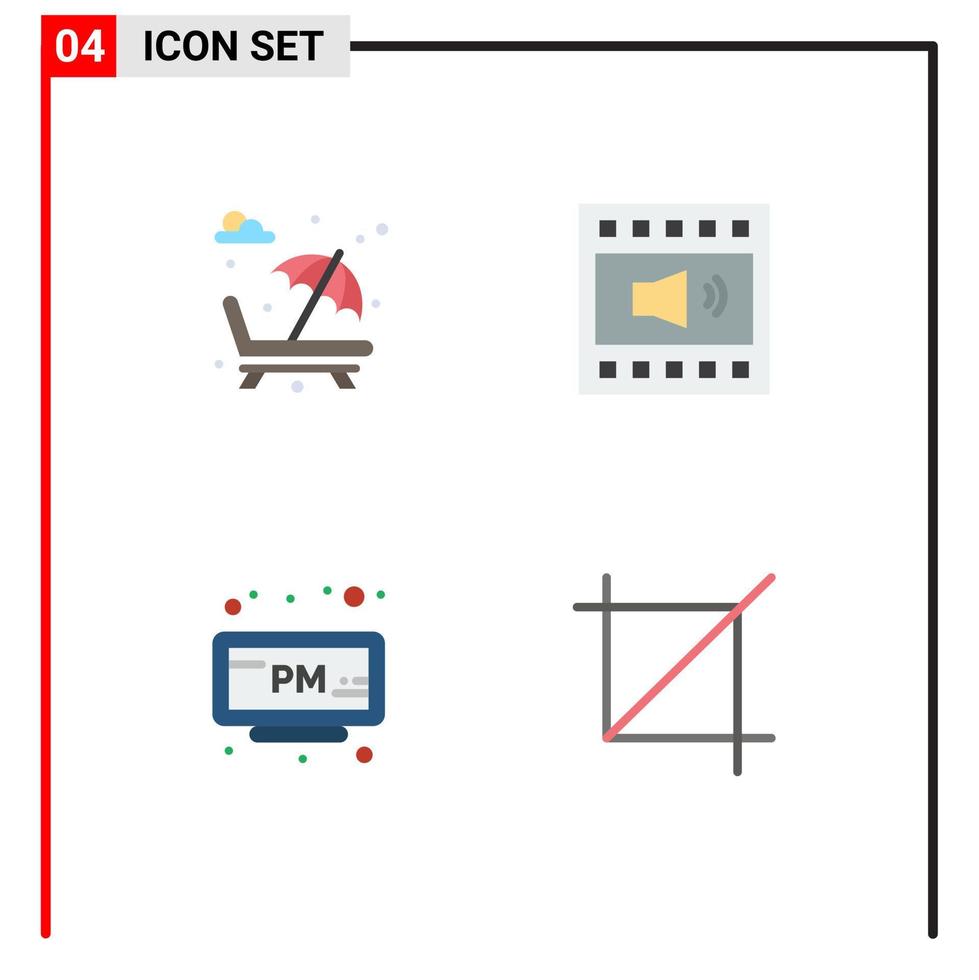 bewerkbare vector lijn pak van 4 gemakkelijk vlak pictogrammen van zon bed volume romance luidspreker p.m bewerkbare vector ontwerp elementen