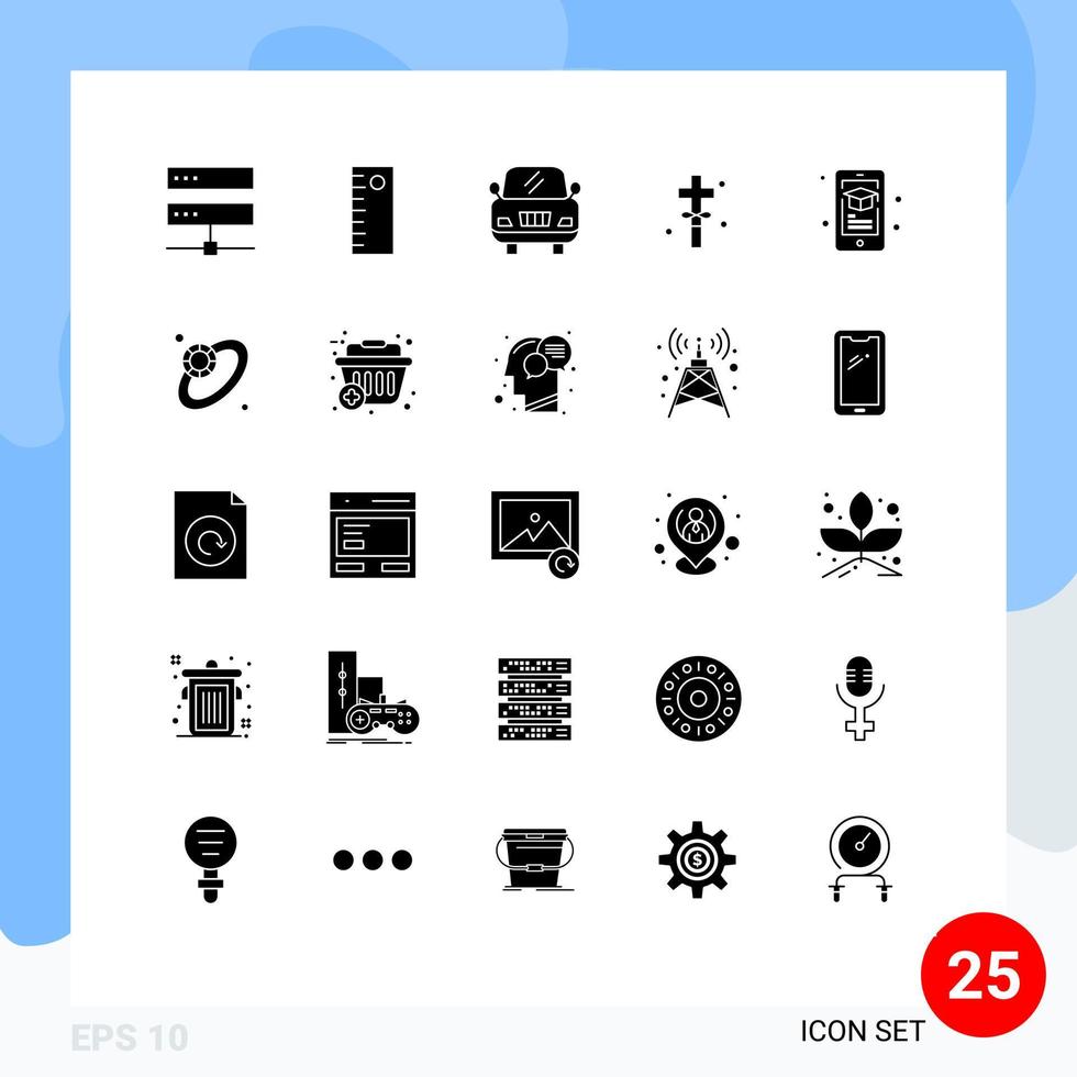 modern reeks van 25 solide glyphs en symbolen zo net zo diamant mobiel voertuig aan het leren Pasen bewerkbare vector ontwerp elementen