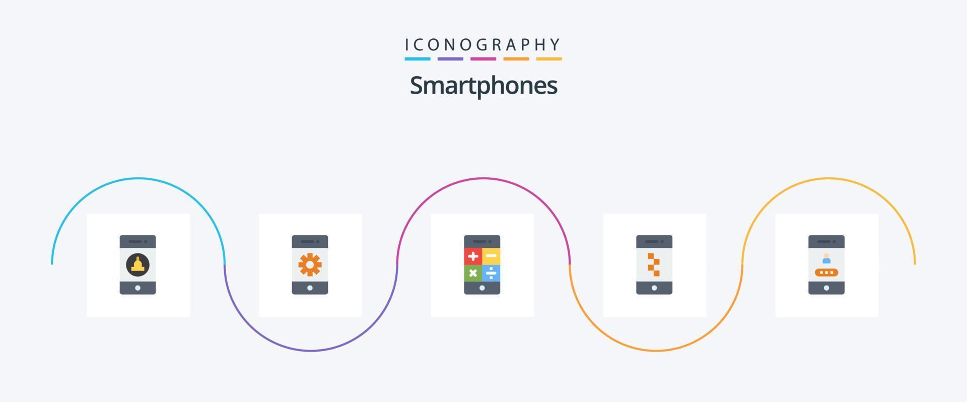 smartphones vlak 5 icoon pak inclusief toegang. smartphone. smartphone. communicatie. technologie vector