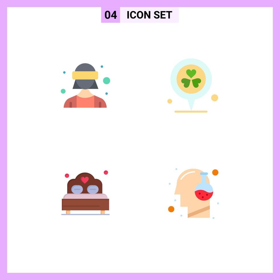 4 gebruiker koppel vlak icoon pak van modern tekens en symbolen van avatar liefde vr bril pin bruiloft bewerkbare vector ontwerp elementen