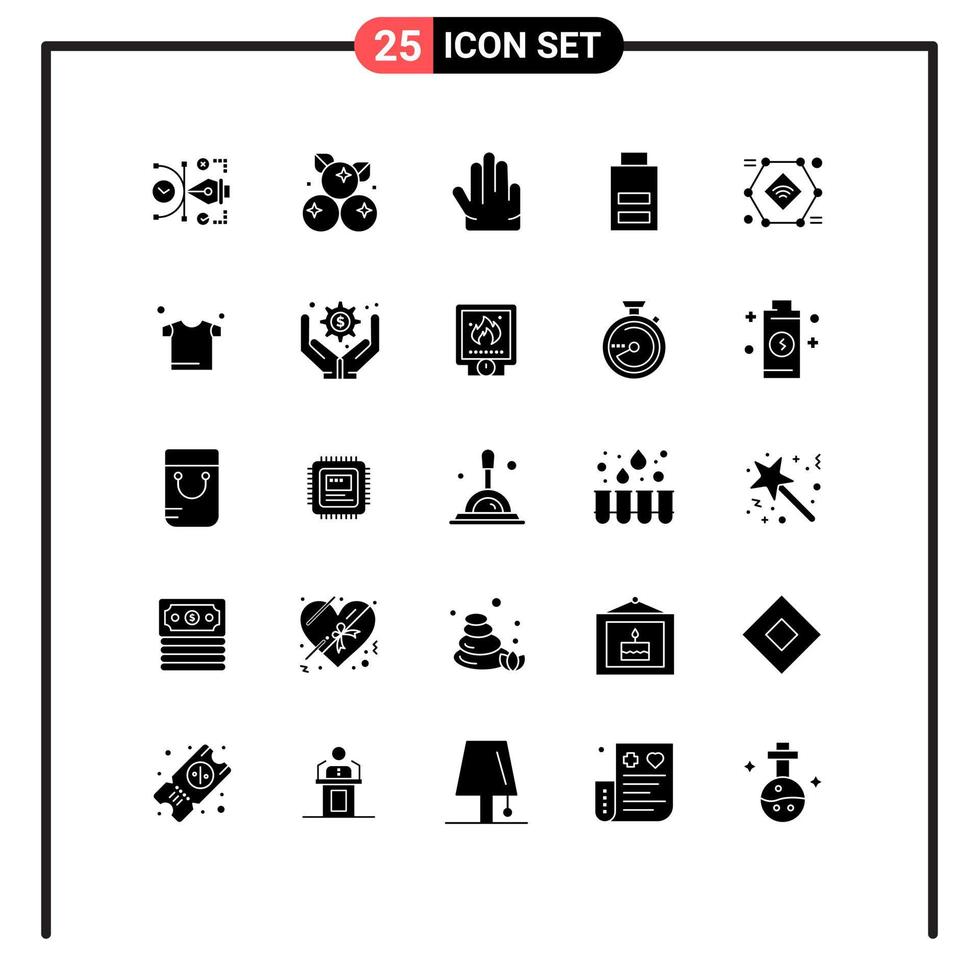 modern reeks van 25 solide glyphs pictogram van iot gebruiker dankzegging laag accu bewerkbare vector ontwerp elementen