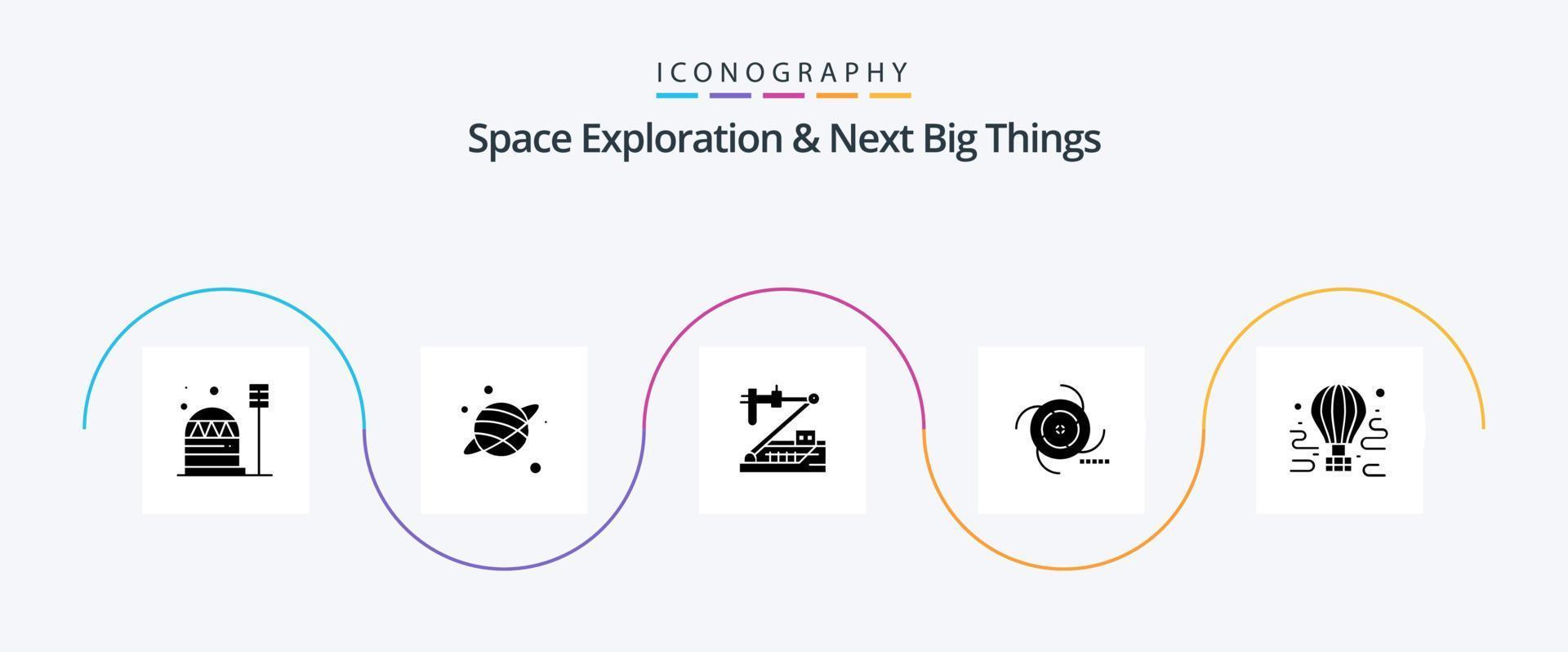 ruimte exploratie en De volgende groot dingen glyph 5 icoon pak inclusief zwaartekracht. veld. biologie. kosmos. Onderzoek vector