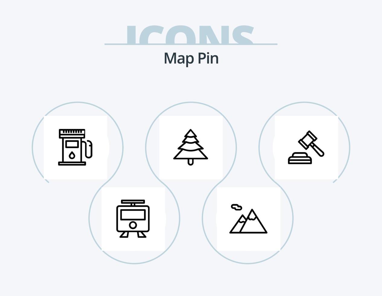 kaart pin lijn icoon pak 5 icoon ontwerp. . trein. reizen. metro. kaarten vector