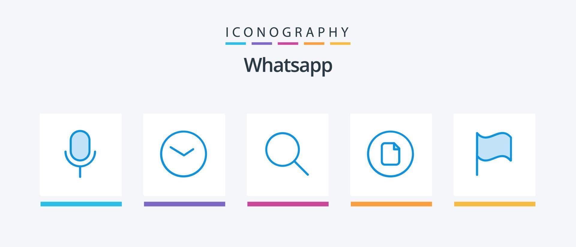 WhatsApp blauw 5 icoon pak inclusief vlag. ui. zoeken. eenvoudig. document. creatief pictogrammen ontwerp vector