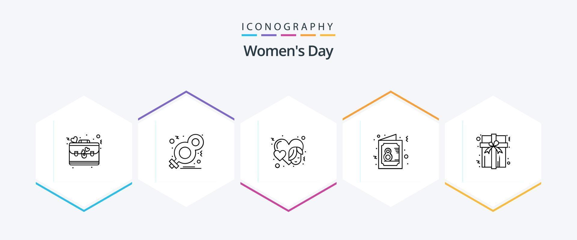 vrouwen dag 25 lijn icoon pak inclusief symbool. vrouw. Dames. dag. gezicht vector