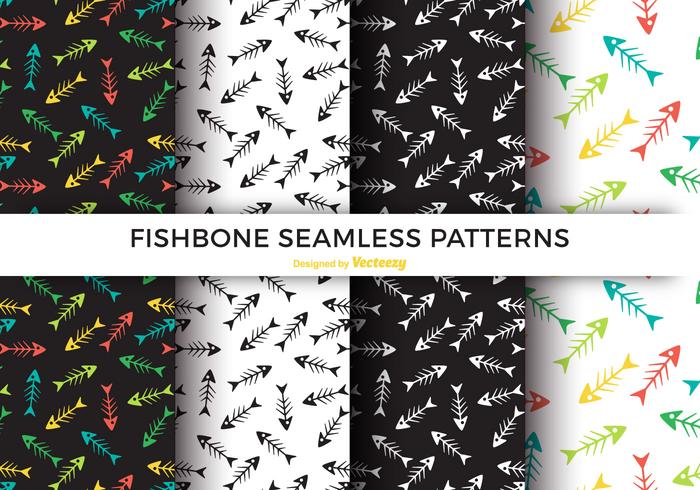 Kleurrijke Fishbone naadloze patroon Vector Set