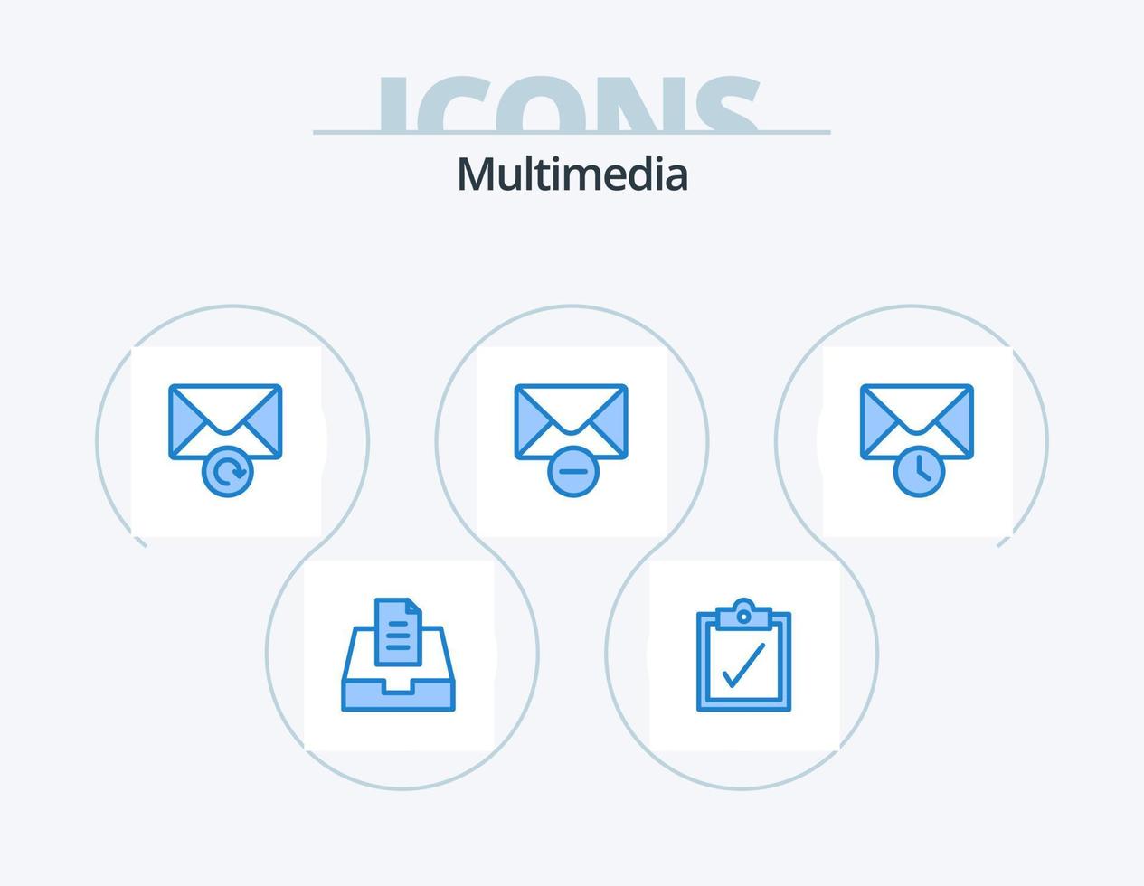 multimedia blauw icoon pak 5 icoon ontwerp. . verwijderen. . mail vector