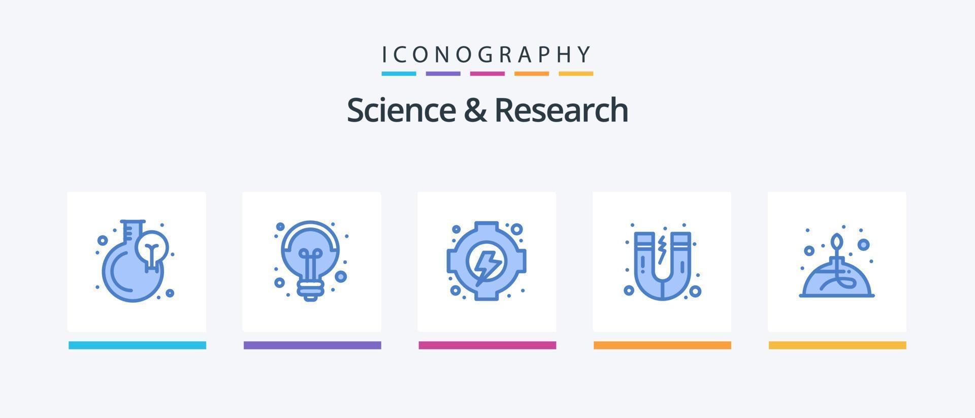 wetenschap blauw 5 icoon pak inclusief laboratorium. brander. energie. alcohol. magneet. creatief pictogrammen ontwerp vector