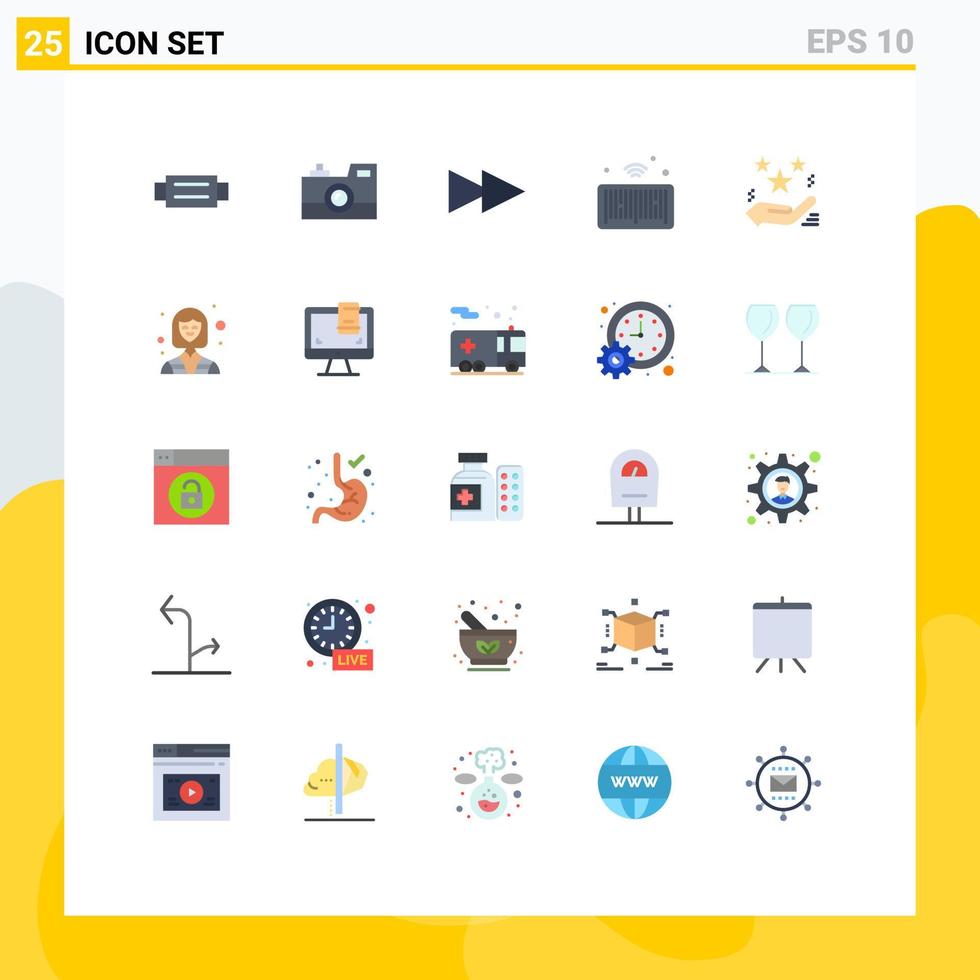 groep van 25 vlak kleuren tekens en symbolen voor ster hand- wijnoogst camera dingen internet bewerkbare vector ontwerp elementen