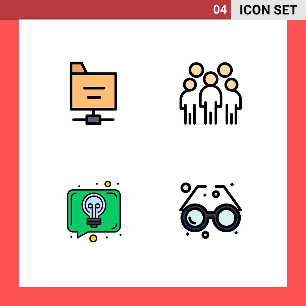reeks van 4 modern ui pictogrammen symbolen tekens voor bestanden discussie groep mensen praten bewerkbare vector ontwerp elementen