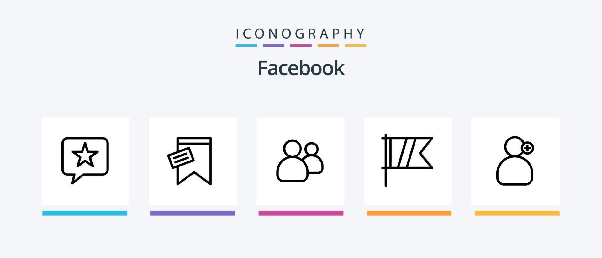 facebook lijn 5 icoon pak inclusief favoriet. team. golf. gebruikers. vrienden. creatief pictogrammen ontwerp vector