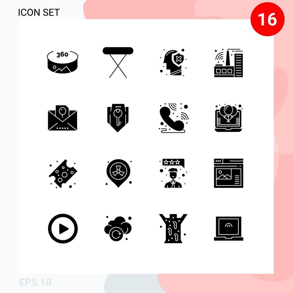 solide glyph pak van 16 universeel symbolen van partij vakantie menselijk envelop fabriek bewerkbare vector ontwerp elementen