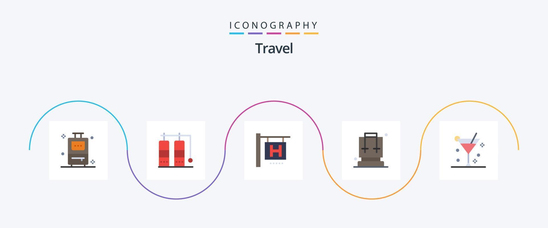 reizen vlak 5 icoon pak inclusief . glas. vakantie. cocktail. reizen vector