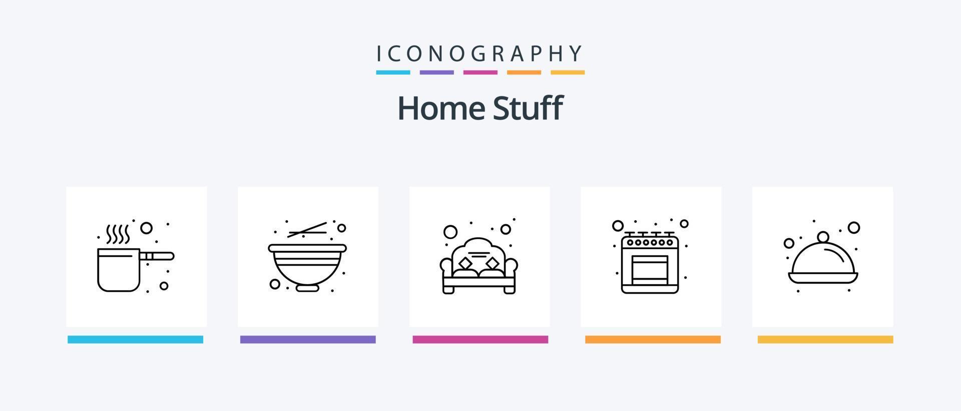 huis dingen lijn 5 icoon pak inclusief keuken. schoner. Scherm. interieur. creatief pictogrammen ontwerp vector