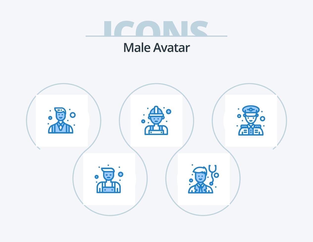 mannetje avatar blauw icoon pak 5 icoon ontwerp. . Mens. ondernemer. politie. Mens vector