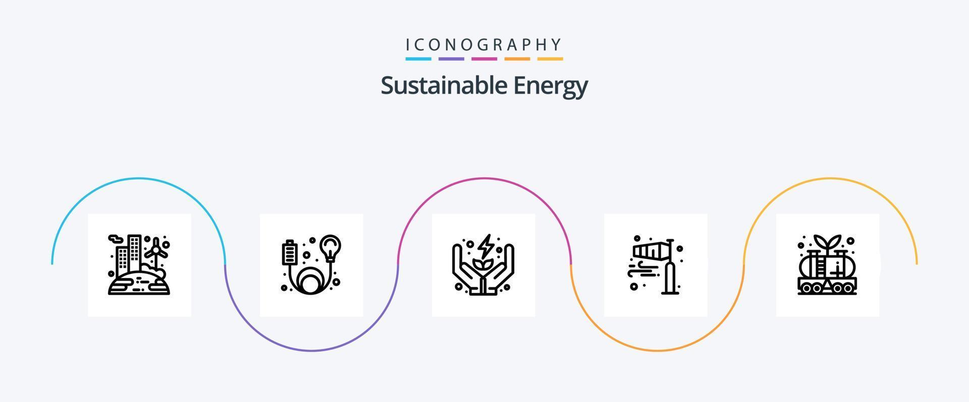 duurzame energie lijn 5 icoon pak inclusief energie. pool wind. elektriciteit. stromen. lucht vector