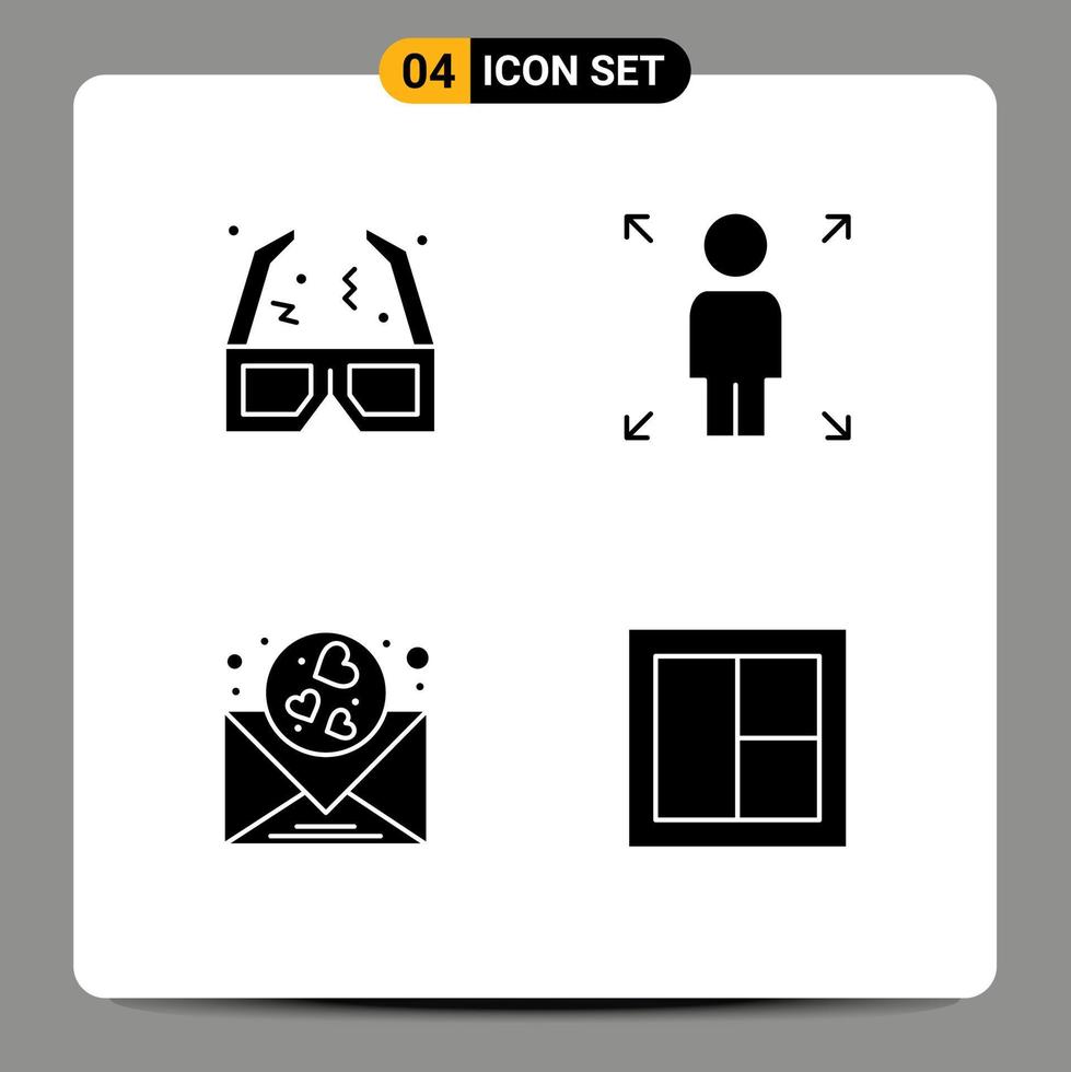 voorraad vector icoon pak van 4 lijn tekens en symbolen voor bril mail bioscoop persoon kader bewerkbare vector ontwerp elementen