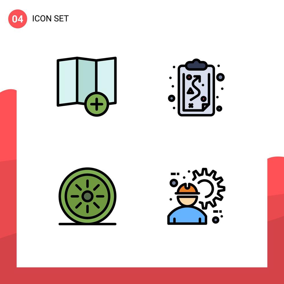 4 creatief pictogrammen modern tekens en symbolen van plaats groenten klembord tactiek bouw arbeider bewerkbare vector ontwerp elementen