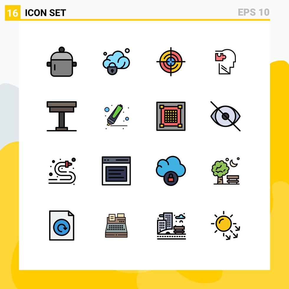 mobiel koppel vlak kleur gevulde lijn reeks van 16 pictogrammen van oplossing geest beveiligen logisch navigatie bewerkbare creatief vector ontwerp elementen