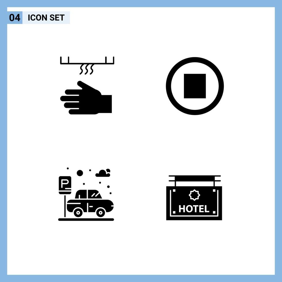 pak van 4 modern solide glyphs tekens en symbolen voor web afdrukken media zo net zo bad parkeren droger muziek- hotel bewerkbare vector ontwerp elementen