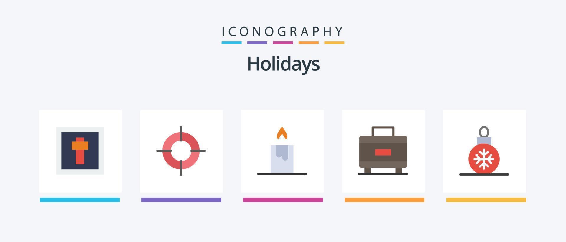 vakantie vlak 5 icoon pak inclusief . Kerstmis bal. kaars. kerstmis. reizen. creatief pictogrammen ontwerp vector