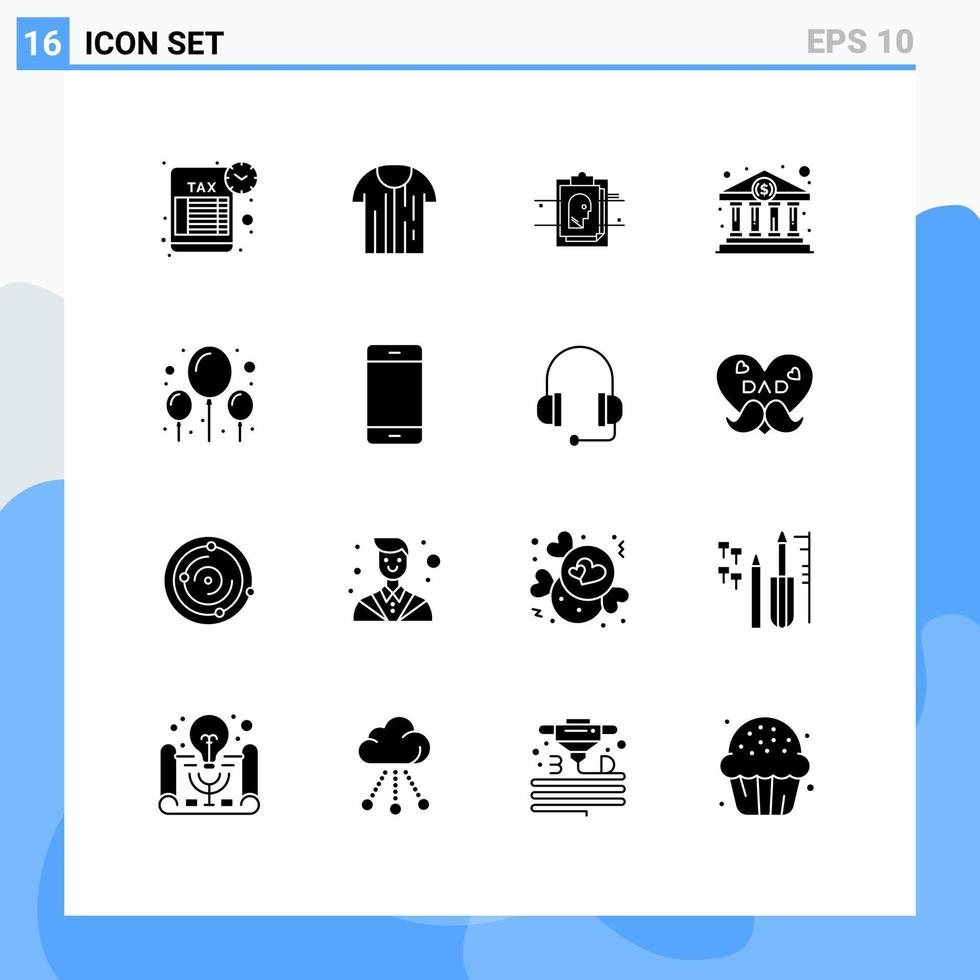 universeel icoon symbolen groep van 16 modern solide glyphs van ballon contant geld trikot kopen gebruiker ID kaart bewerkbare vector ontwerp elementen