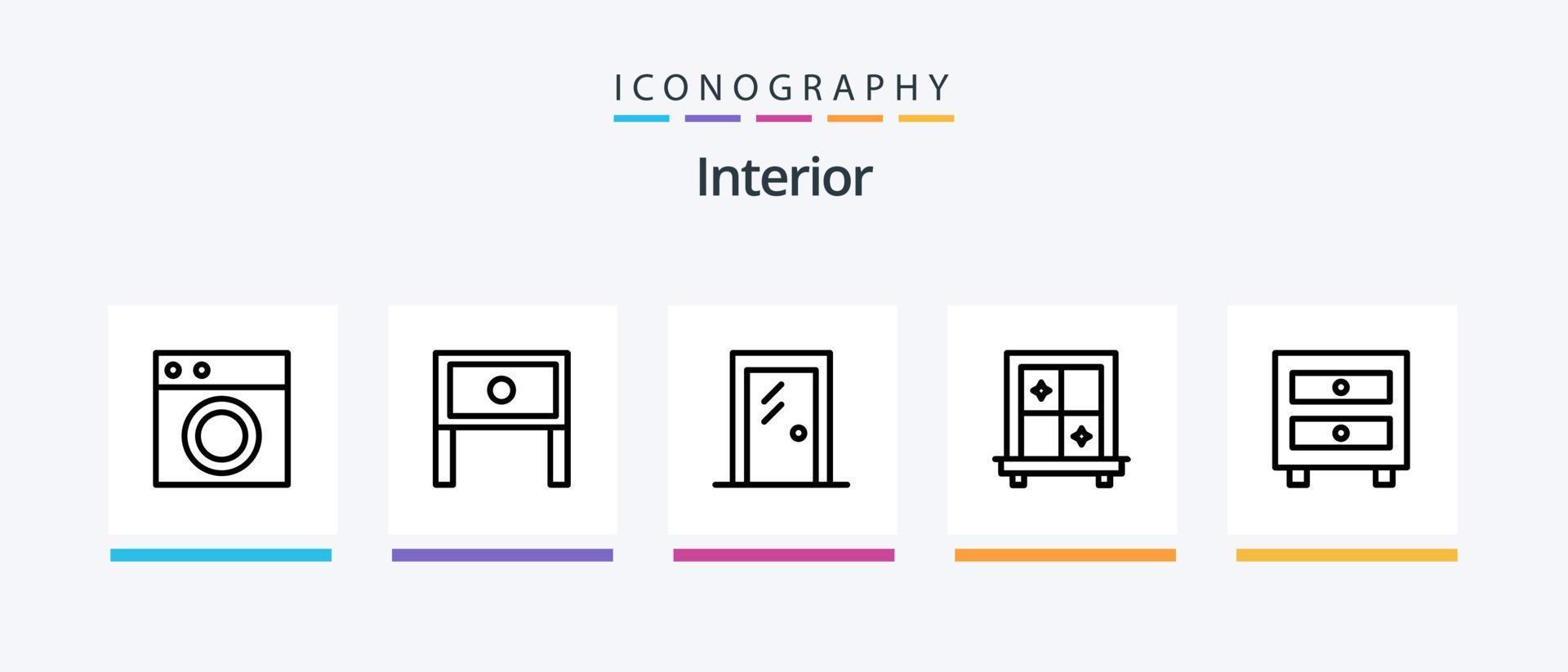 interieur lijn 5 icoon pak inclusief interieur. schutting. park. barricade. dressing. creatief pictogrammen ontwerp vector