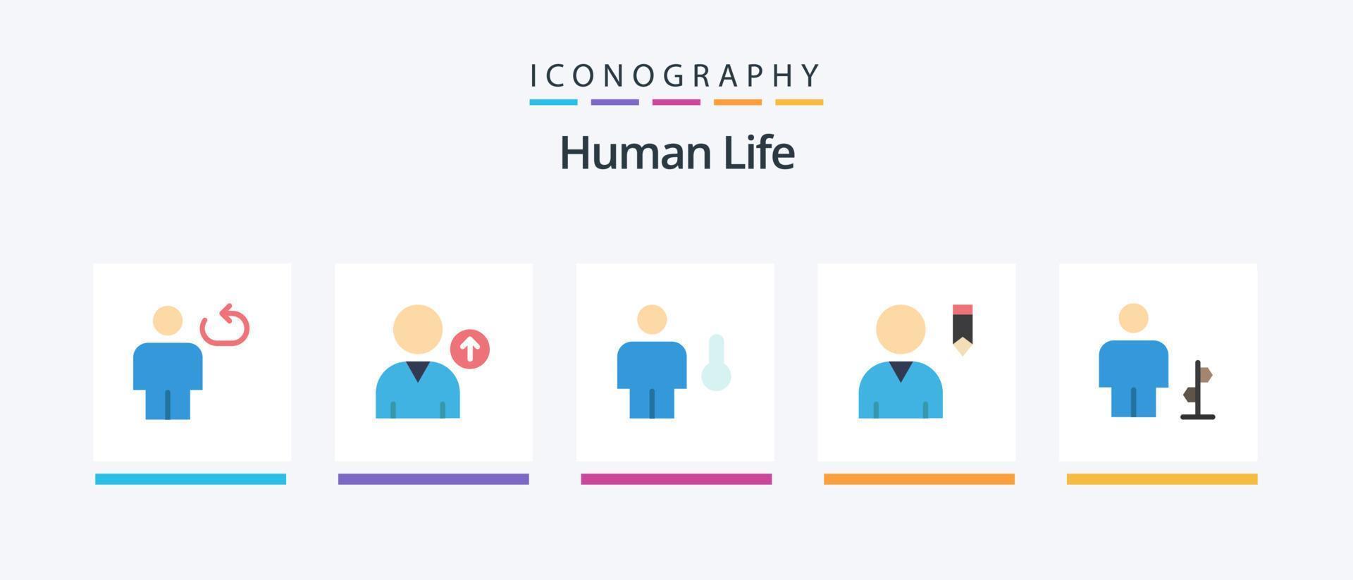 menselijk vlak 5 icoon pak inclusief lichaam. gebruiker. avatar. profiel. temperatuur. creatief pictogrammen ontwerp vector